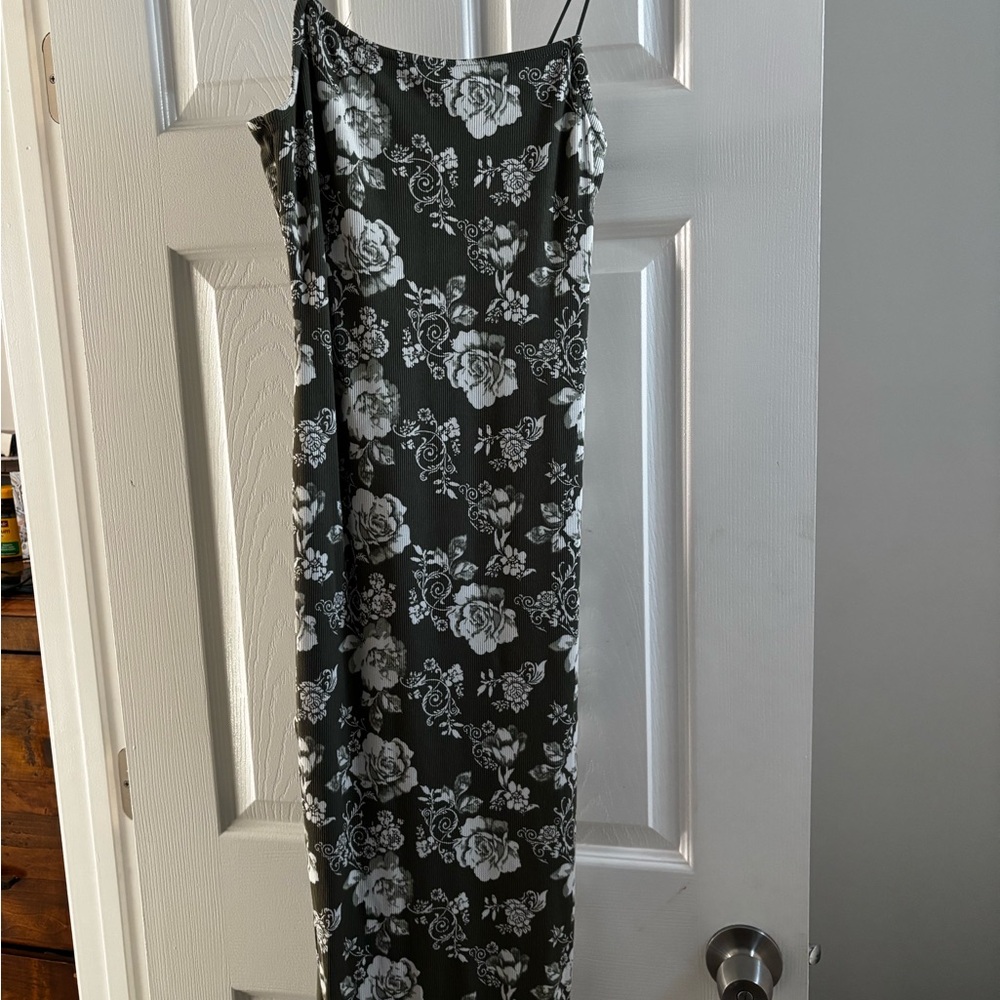 Black and White Sleeveless Maxi Slip Dress